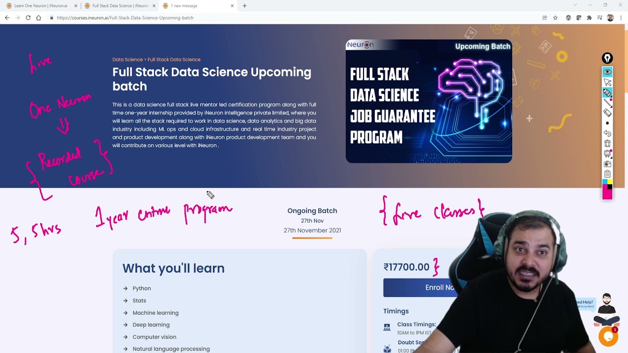Does OneNeuron Include Full Stack Data Scientist Course?