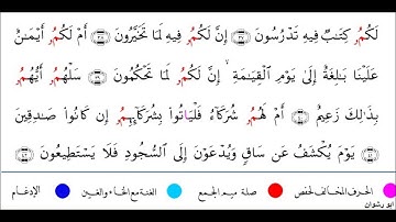 سورة القلم برواية ابن وردان عن الامام ابوجعفر المدني مع رسم المصحف بصوت الشيخ احمد عيسى المعصراوي