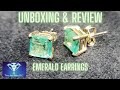  natural emerald 14k stud earrings from time and shine llc  unboxing  review