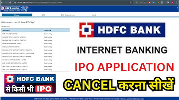 hdfc net banking ipo cancel kaise kare 2025 | Revoke IPO Application before time