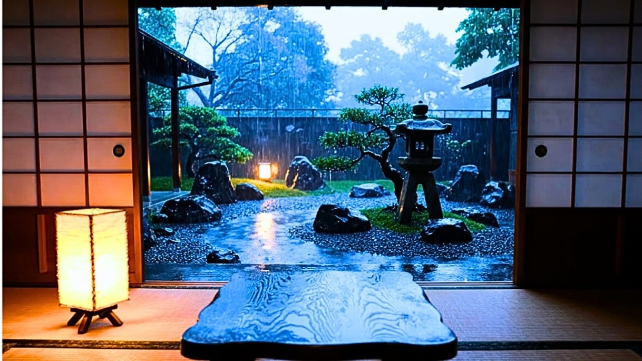 Japanese Zen Garden Rain ⛩️ Sleep & Meditation Ambience Instant Stress ...