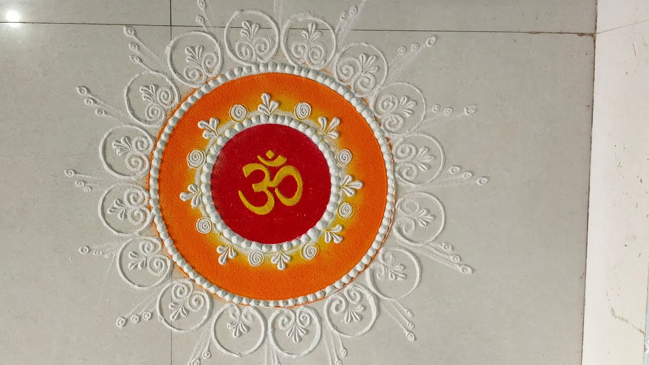 Simple Sanskar Bharti Rangoli | Om Design for Beginners #PDPRangoliArt #Viral #Rangoli Video 
