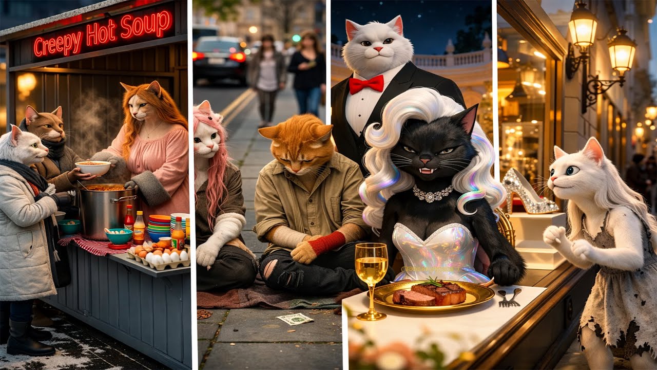 Evolution of Cat Life: Street Survival vs Luxury Power Battle | 5D AI Cats