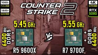 Ryzen 5 9600X vs Ryzen 7 9700F in Counter-Strike 2 | CS2 | RTX 5080 [ 1080p vs 1440p vs 4K ]