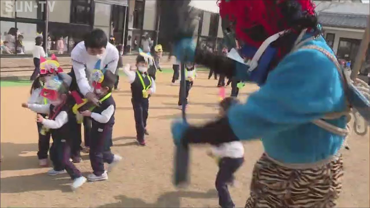 姫路の認定こども園で節分の豆まき