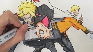 Drawing Boruto Uzumaki And Hokage Naruto From Boruto Naruto The Movie