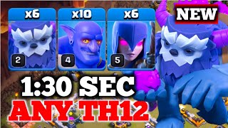 Th12 Yeti Bowler Witch Attack With 6 Bat Spell Best Th12 Attack Strategy In Clash Of Clans