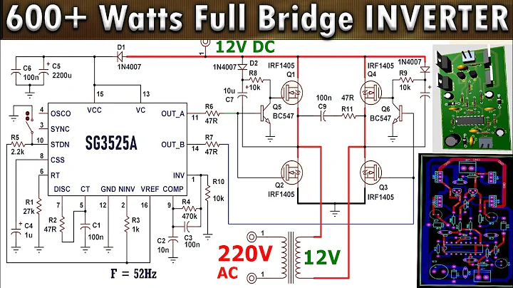 How To Make a 12V to 220V DC to AC Inverter with SG3525 PWM IC and Full H-Bridge Mosfet Driver
