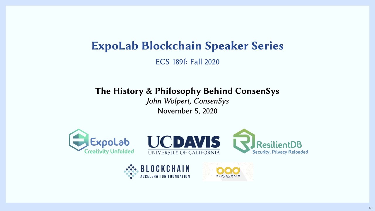 ExpoLab Blockchain Speaker Series: The History & Philosophy Behind ConsenSys