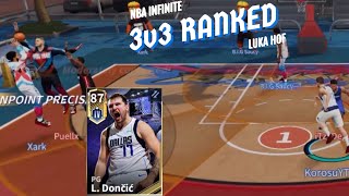 INSANE BUZZER BEATER!!! GRINDING HALL OF FAME WITH 87 OVR LUKA IN 3v3 RANKED | NBA INFINITE GAMEPLAY