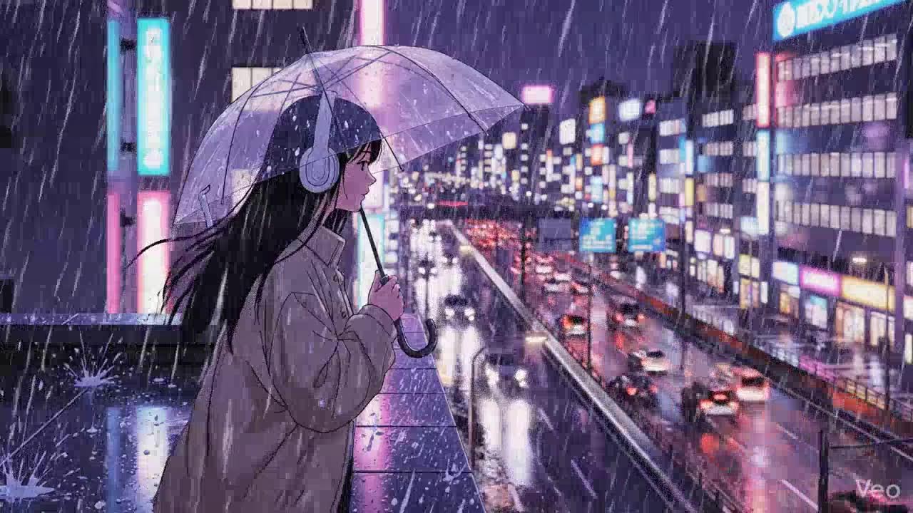Japanese Neon City Rain 🌧️ Lofi Chillhop for Study & Focus