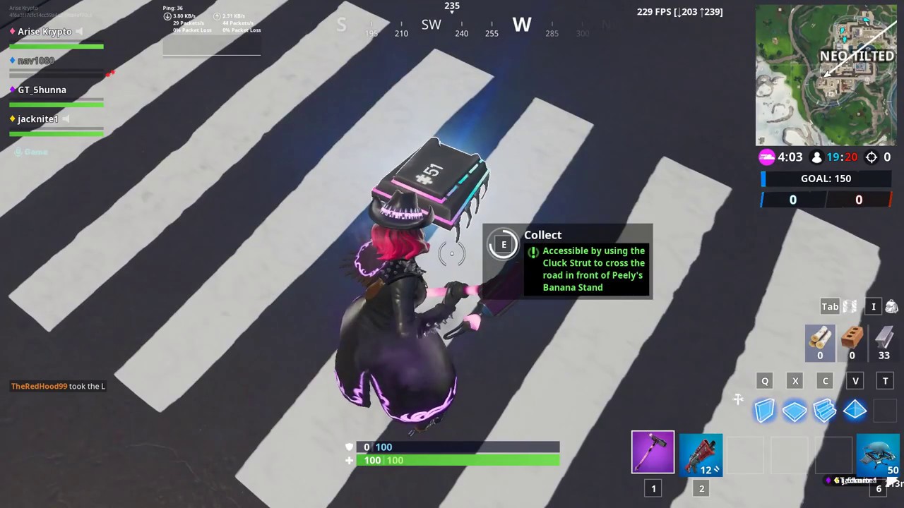 Accessible by using the Cluck Strut to cross the road in front of Peely's Banana Stand | Tutorial