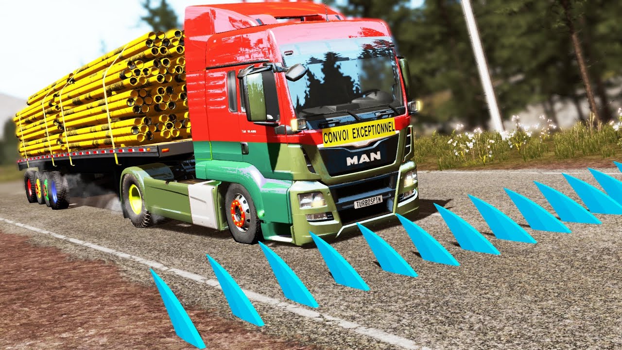 Trucks vs Spikes #8 | BeamNG.DRIVE