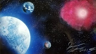 Moons of ocean planet SPRAY PAINT ART TUTORIAL