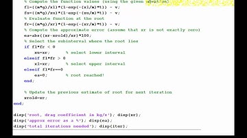 An example using the bisection method to solve for the root of an equation.