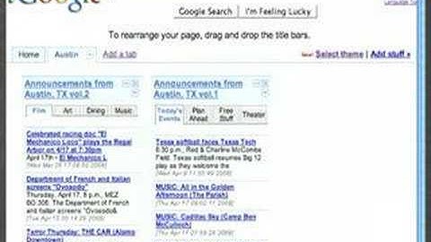 TodayinAustin tutorial:  Create an iGoogle Homepage