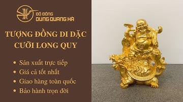 Ý nghĩa phong thủy Tượng Phật Di Lặc Đứng trên lưng Long Quy dát vàng 9999 ✓✓✓