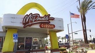 This "classic" mcdonald's located at 1590 w foothill blvd (benson ave)
upland, has the original look and feel of chain restaurant, with
gold...
