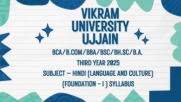 Vikram University Ujjain All 3rd Year Sub–Hindi (Language & Culture) (F- I) Syllabus #viralvideo2025