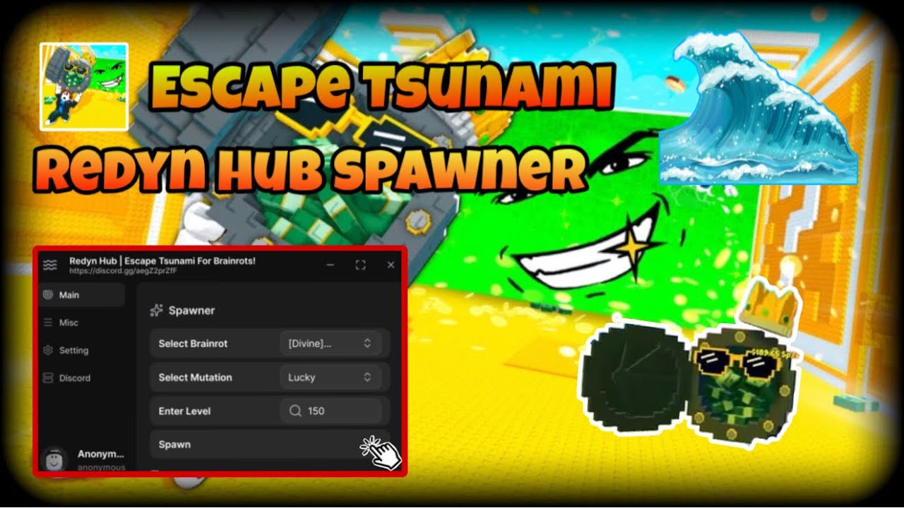 [ UPDATED ] Eacape Tsunami For Brainrot | Redyn Hub Brainrot Spawner ...