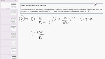 19 07 Word problem on inverse variation