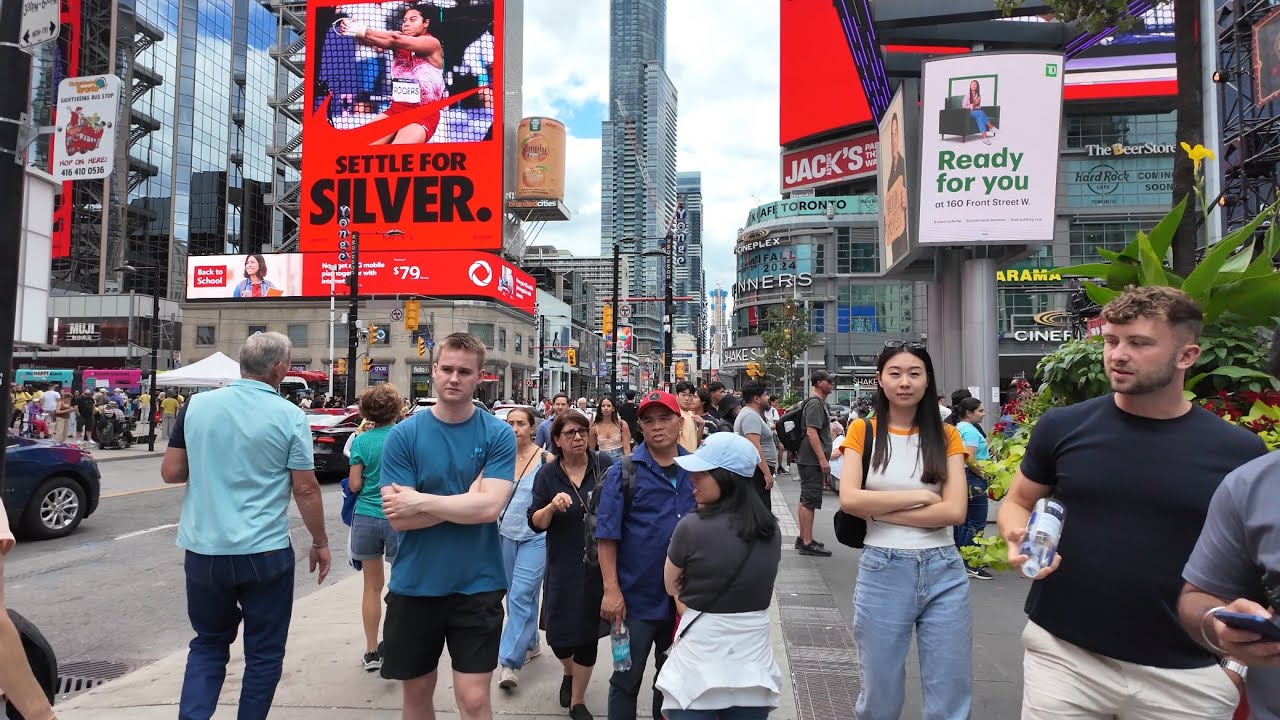 Yonge-Dundas Square Downtown Toronto Canada Saturday Walking Tour - YouTube