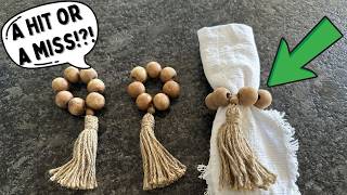 Meplait 6 Pieces Wooden Bead Napkin Rings, Farmhouse Stretchable Napkin Ring with Tassel Review