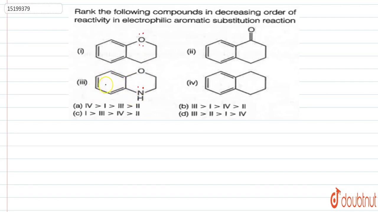Rank The Following Structures In Order Of Decreasing Electrophile Strength