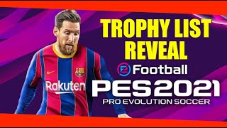 PES 2021 FULL Trophy List Reveal | PlayStation 4 September 15th 2020