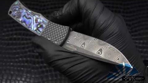 Protech Magic "Whiskers" Hidden Scale Release Auto Damascus Blade Steel Handle Abalone