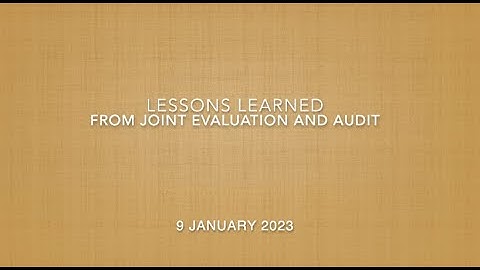UNEG EPE 2022-2023: Lessons Learned from Joint Evaluation and Audit, 9 January 2023