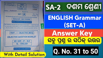 SA-2 Exam 10th Class English Answer Key SET-A | Question No.31 to 50 | English Grammar Answer Key
