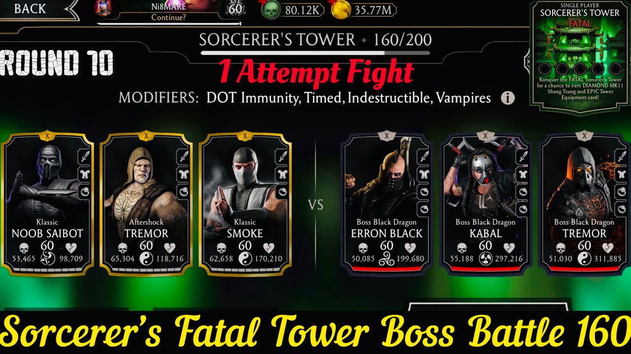Sorcerer’s Fatal Tower Bosses Battle 160 Fight + Reward | Talent Tree setups | MK Mobile