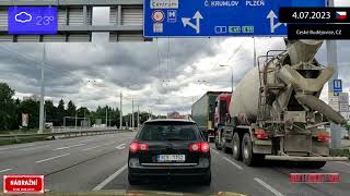 Driving Through České Budějovice (Czechia) 4.07.2023 Timelapse X4