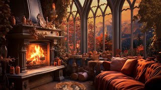 Soothing Autumn Cabin Rain Ambiance with Relaxing Piano & Fireplace Sounds for Sleep
