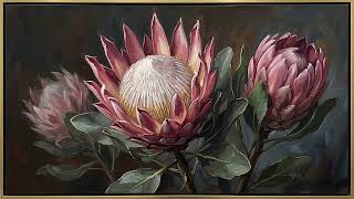 King Protea 4K | Modern Gold Frame TV Screensaver | 2 Hour Exotic Botanical screenshot 5