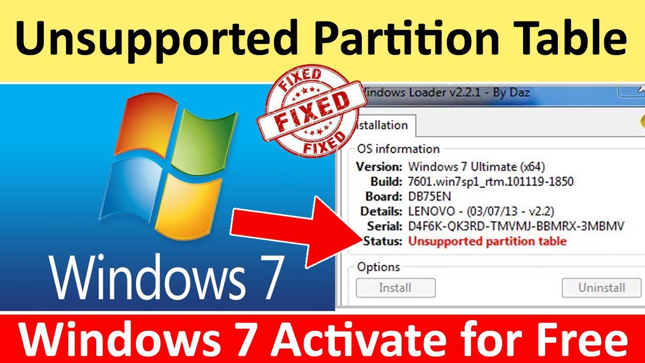 FIXED Unsupported partition table | How to fix unsupported partition table  in Windows 7 - YouTube