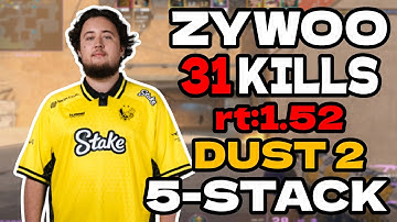 🔥ZywOo 31 KILLS rt:1.52 5-STACK l EU FACEIT (dust2) | Aug 11, 2025 #cs2 #pov