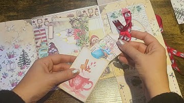 XL Christmas Folding Folio Tour - Junk Journal Embellishments and Ephemera