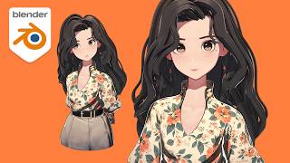 Stylized Retro Floral Girl Character Modeling | Blender