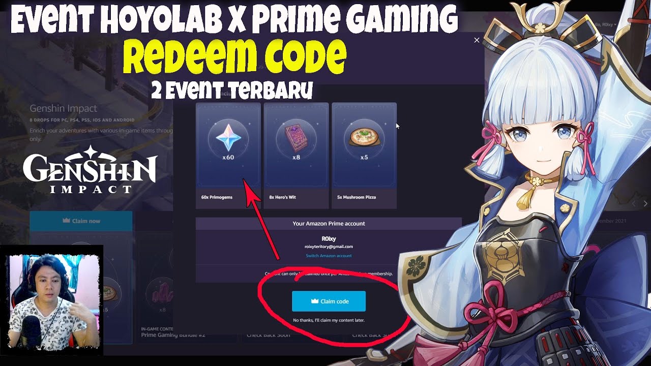 Redeem Code Event HoYoLAB x Prime Gaming & Event Momen Tak