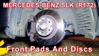 Front Drill Brake Rotors & Ceramic Pads For Mercedes-Benz SLC300 SLK250 SLK350