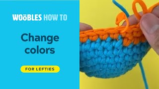 Lefthanded crochet: How to change yarn colors when crocheting amigurumi in the round