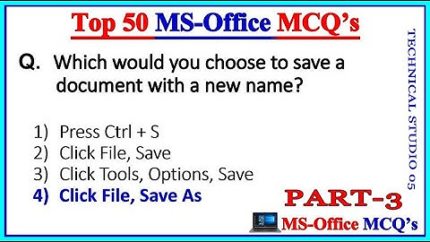 50 Most Important MS Office MCQs Question And Answer😎😗Part-3