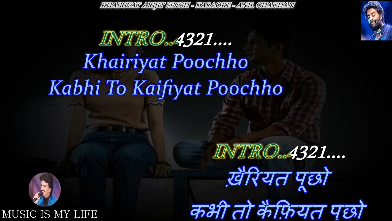Khairiyat Arijit Singh Karaoke With Scrolling Lyrics Eng  