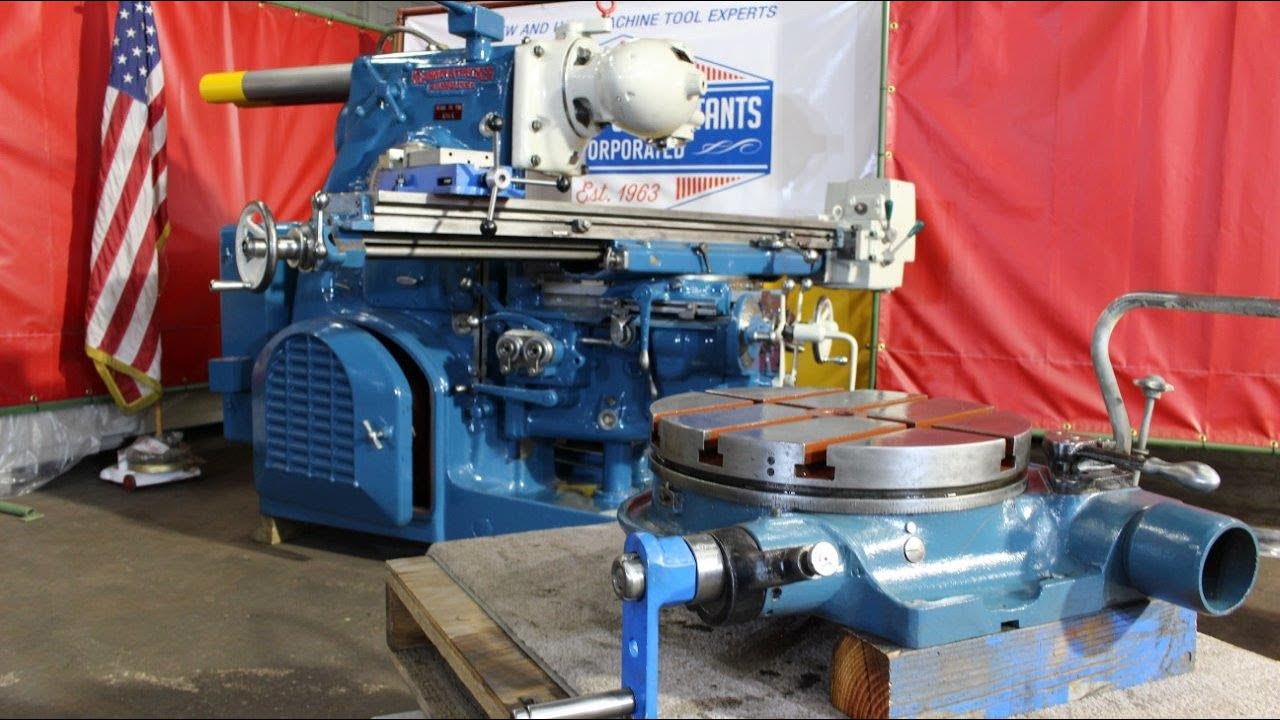 Kearney & Trecker 3CH 10 HP Horizontal Mill ~ USA Made Univ Tbl. & Tooling / PTO demo & 16" Rotary
