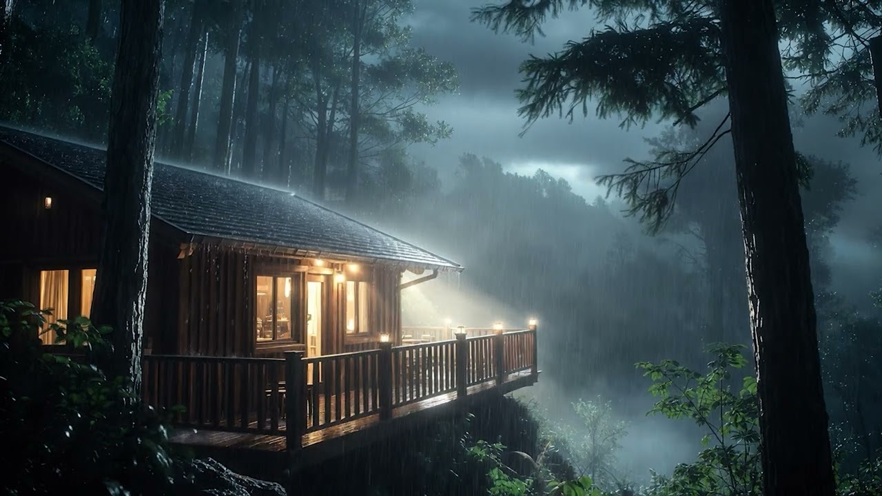 Gentle Rain on a Rainforest Cabin | Deep Sleep & Calm Mind