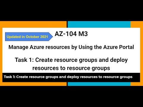 AZ 104 M3 Manage Azure Resources by Using the Azure Portal Task 1 Create resource groups and deploy