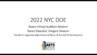 2021 NYC DOE Dance Virtual Audition-Modern