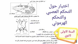 اختبار حول التحكم العصبي والتحكم الهرموني اولى ثانوي
